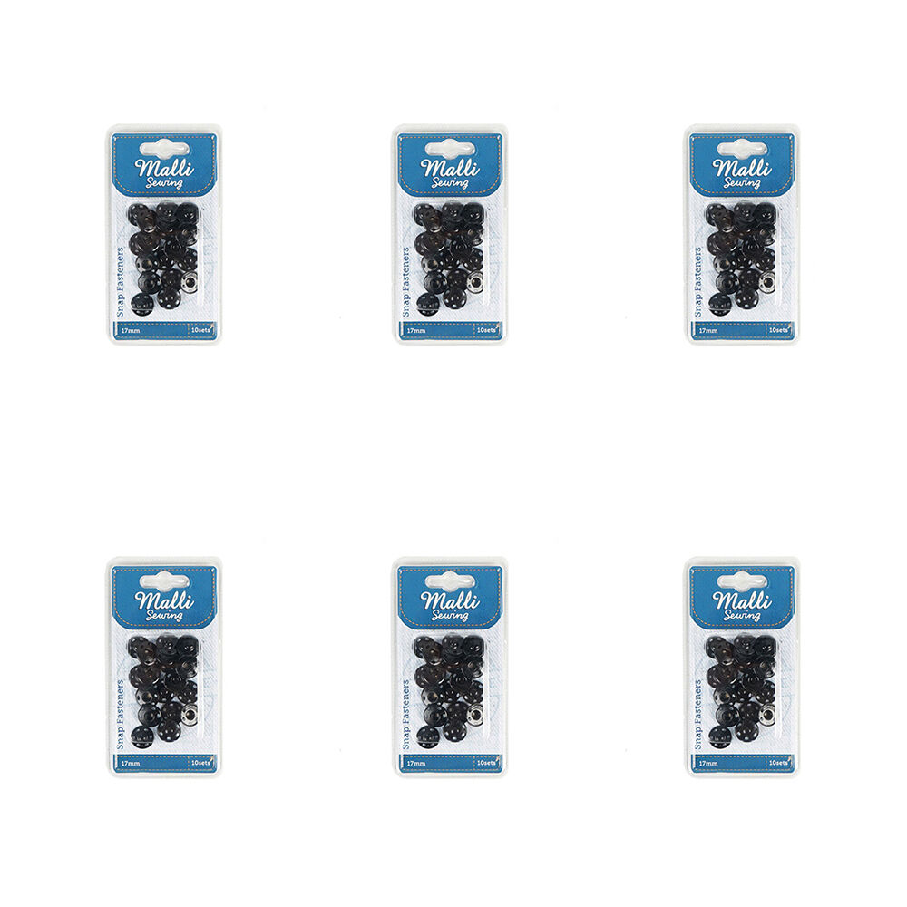 Malli Sewing 10-Sets Iron Snap Fasteners 17mm - Assorted (6 Pack)