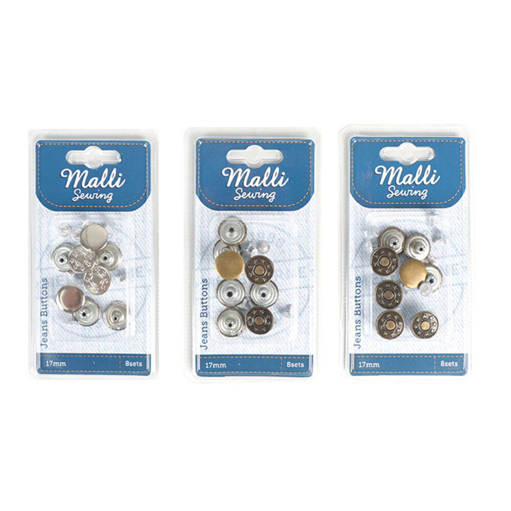 Malli Non-Sew & Detachable Iron Jeans/Denim Buttons 8-Sets 1217mm Assorted — image 2