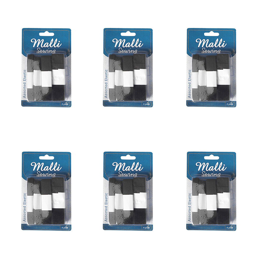 Malli 4pc Malli Sewing Elastic Flexible Sewing Bands Waistband Assorted Sizes (6 Pack)