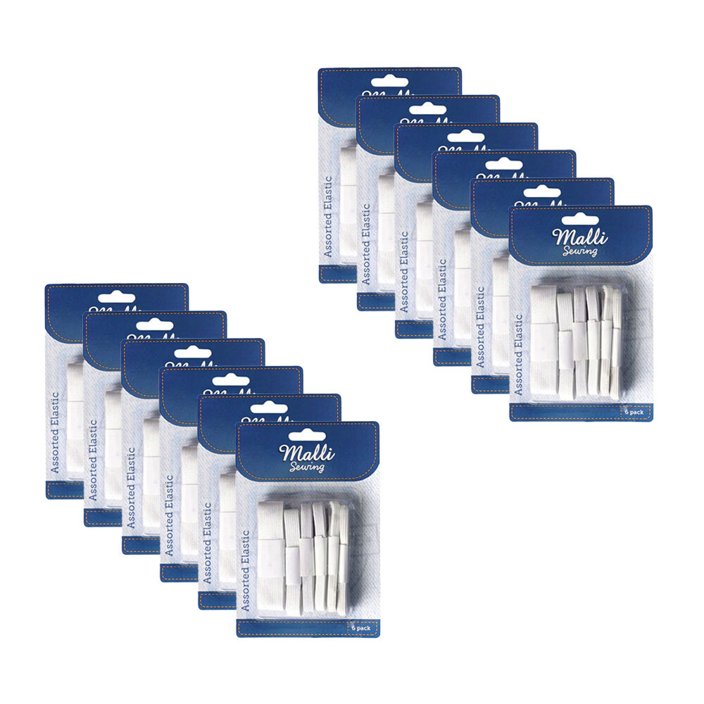 Malli 6pc Malli Sewing Elastic Flexible Sewing Bands Waistband Assorted Sizes (12 Pack)