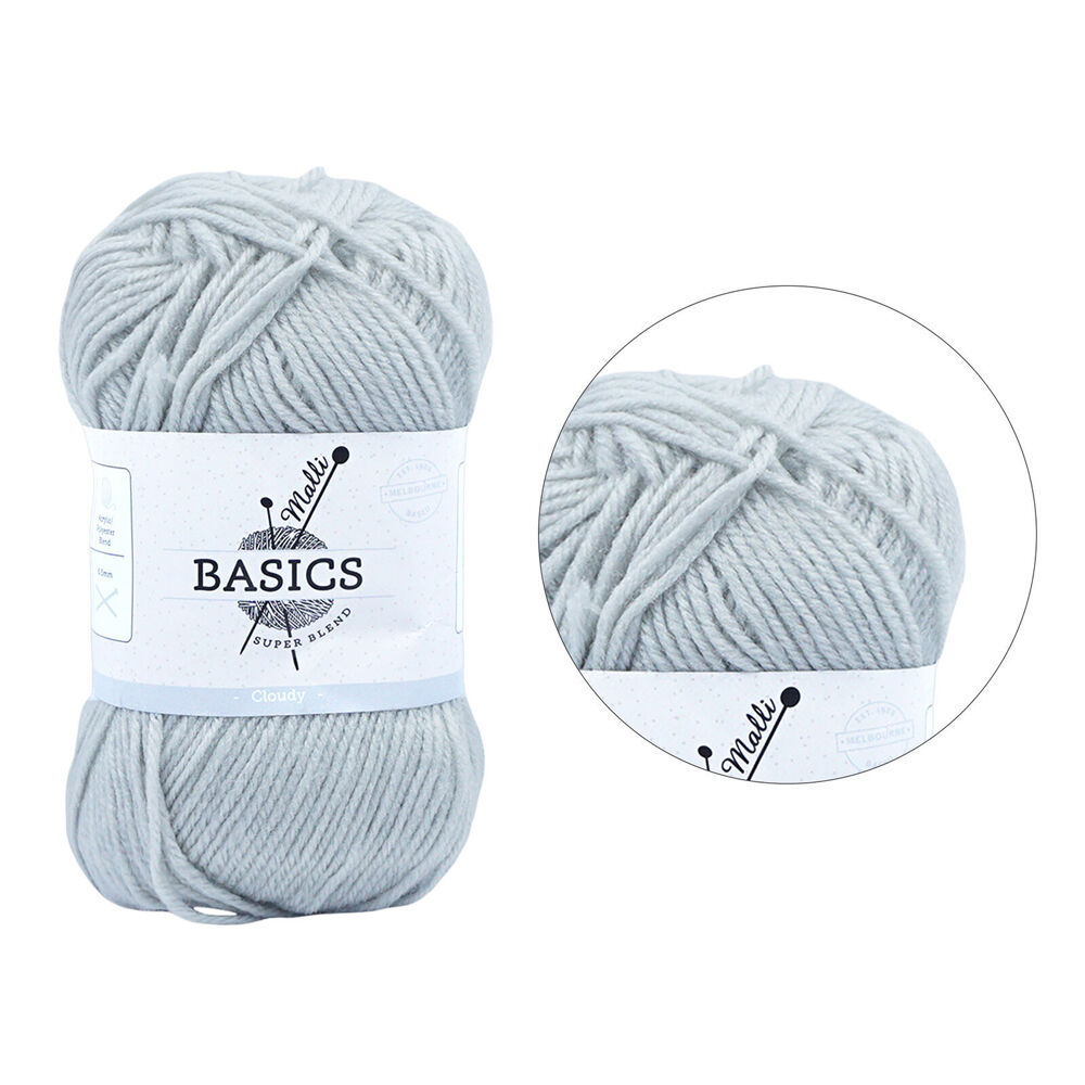 Malli 16x9cm Cloudy Super Blend Basic Crochet Knitting Yarn 8ply 100g — image 2