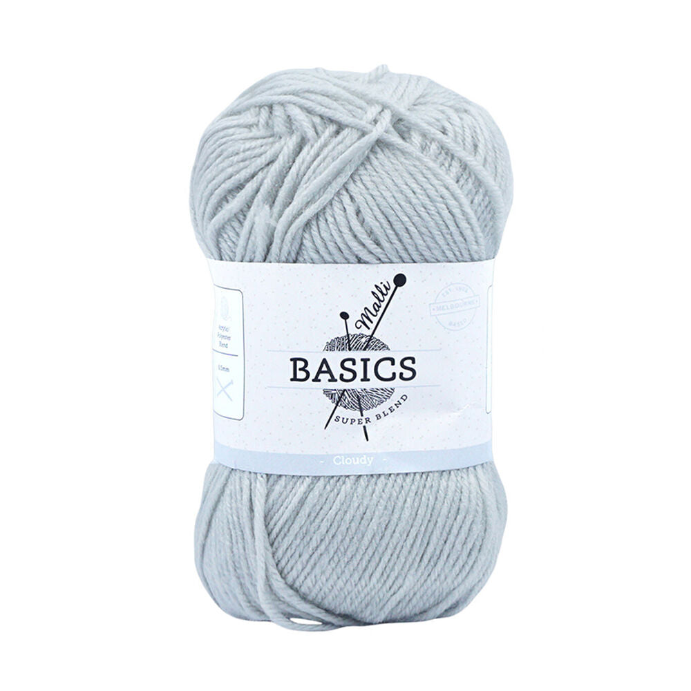 Malli 16x9cm Cloudy Super Blend Basic Crochet Knitting Yarn 8ply 100g