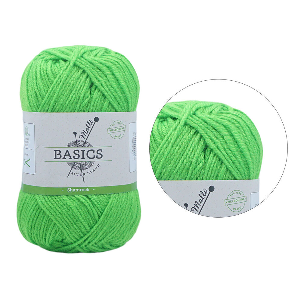 Malli 16x9cm Shamrock Super Blend Basic Crochet Knitting Yarn 8ply 100g — image 2