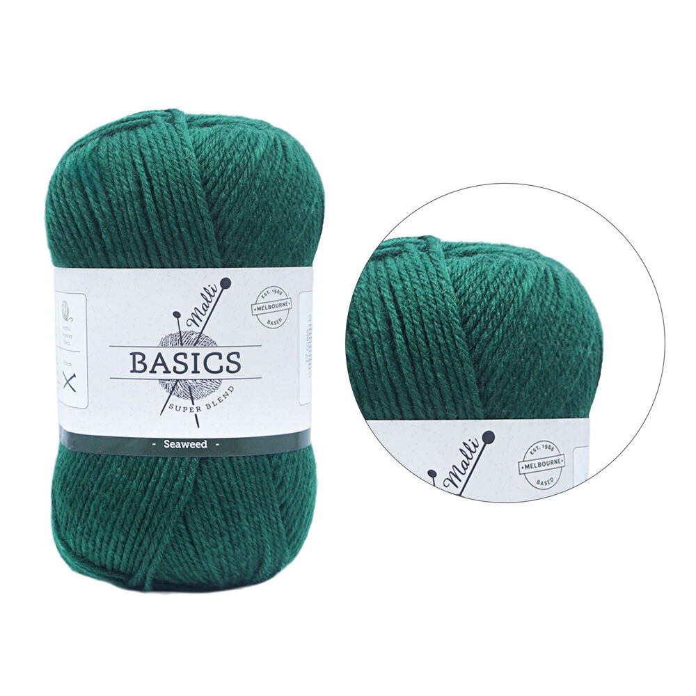 Malli 16x9cm Seaweed Super Blend Basic Crochet Knitting Yarn 8ply 100g — image 2