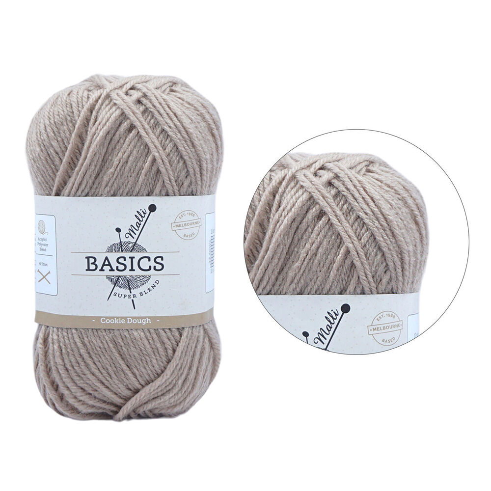 Malli 16x9cm Cookie Dough Super Blend Basic Crochet Knitting Yarn 8ply 100g — image 2