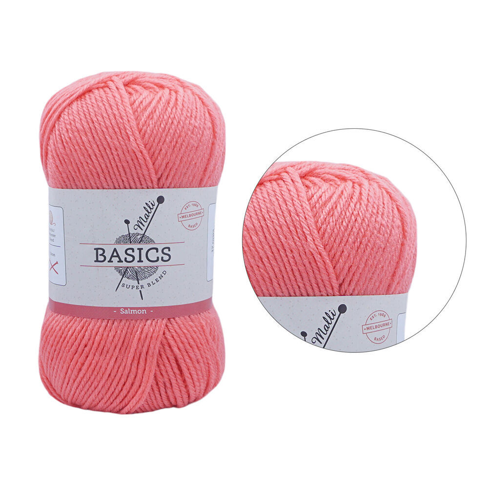 Malli Super Blend Basic Crochet Knitting Yarn 8ply 100g 16x9cm Salmon (10 Pack) — image 3