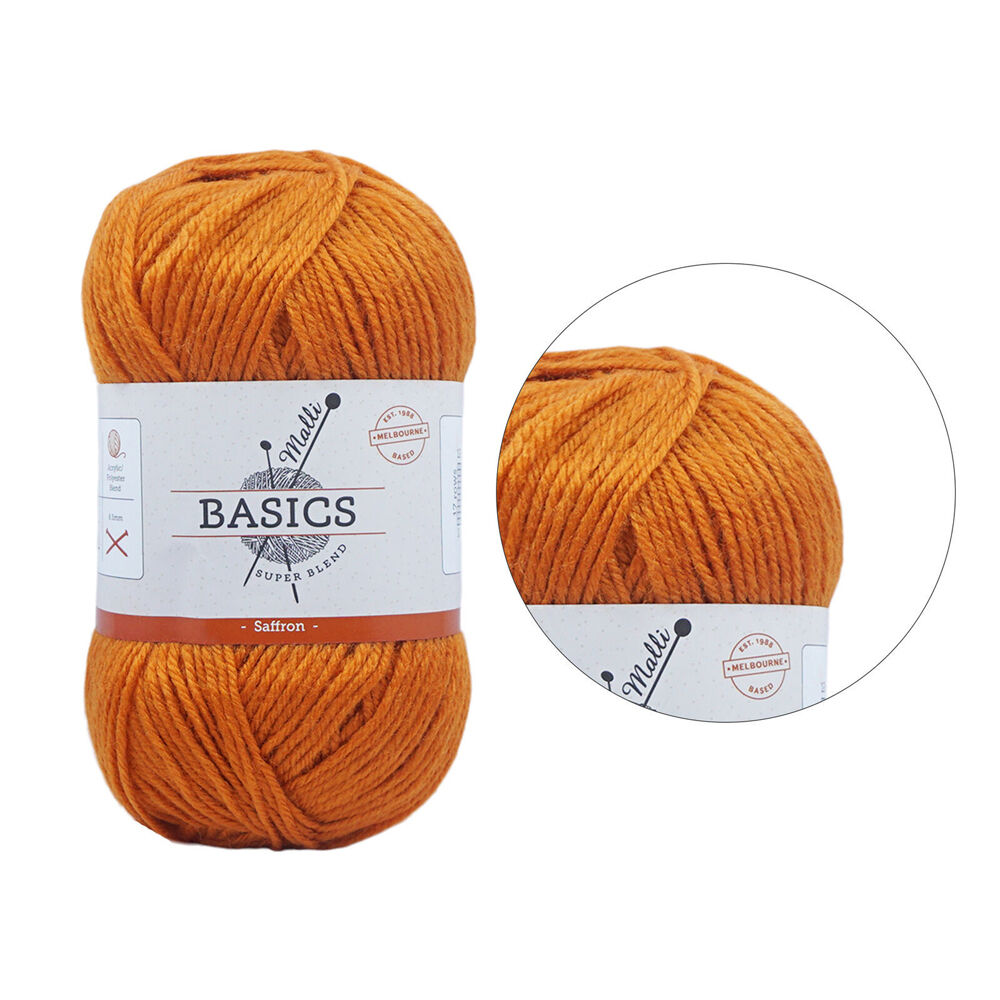 Malli 16x9cm Safron Super Blend Basic Crochet Knitting Yarn 8ply 100g — image 2