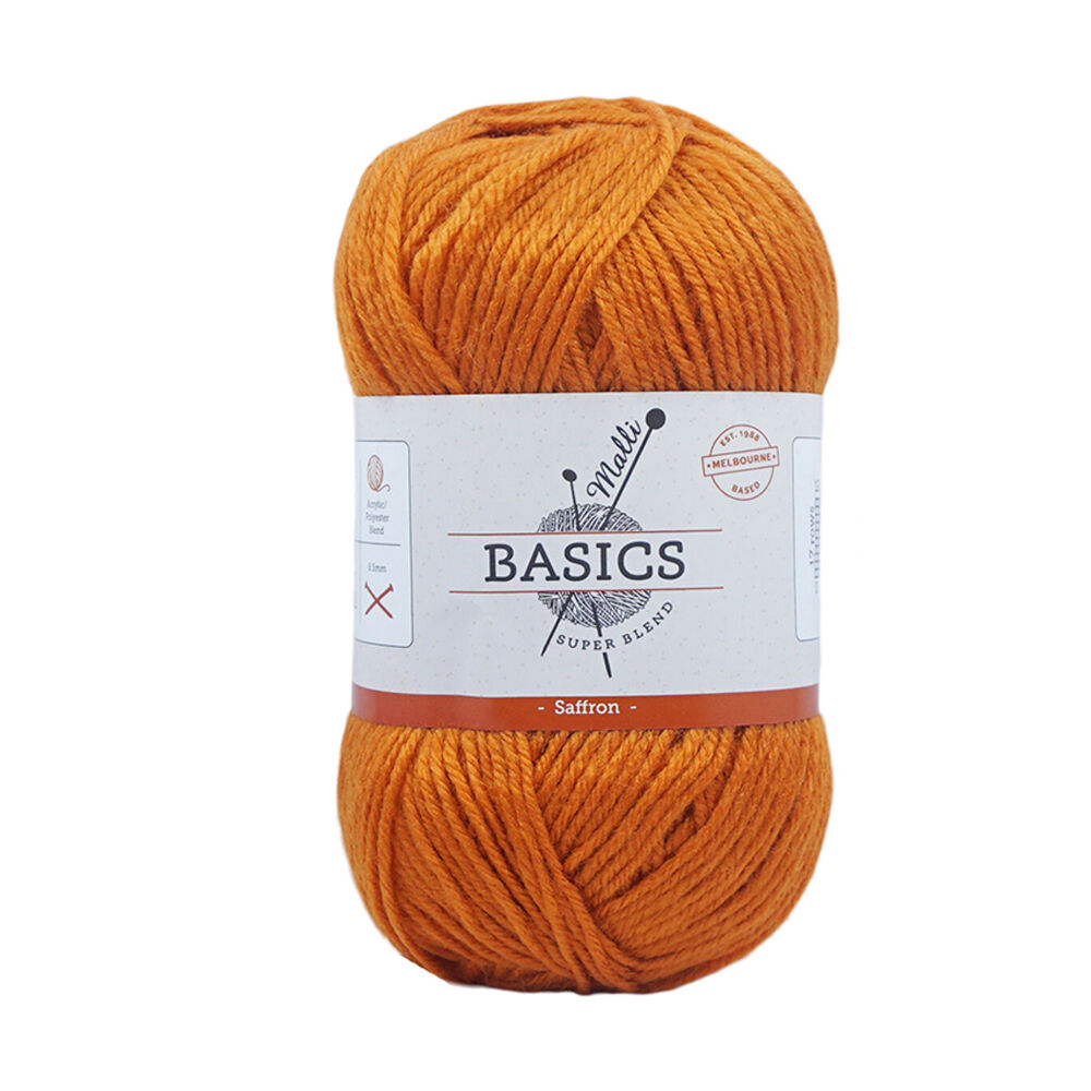 Malli 16x9cm Safron Super Blend Basic Crochet Knitting Yarn 8ply 100g