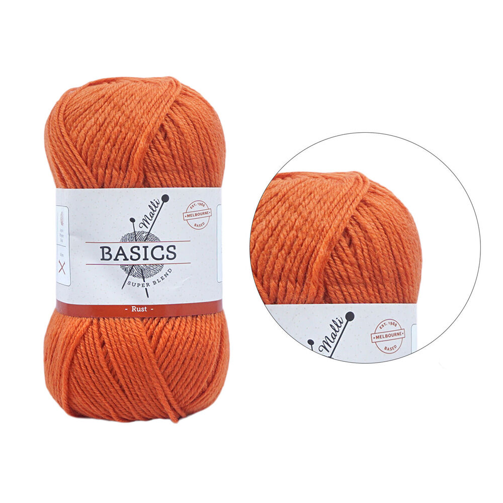 Malli 16x9cm Rust Super Blend Basic Crochet Knitting Yarn 8ply 100g — image 2