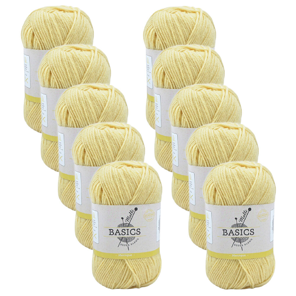 Malli Super Blend Basic Crochet Knitting Yarn 8ply 100g 16x9cm Meringue (10 Pack)
