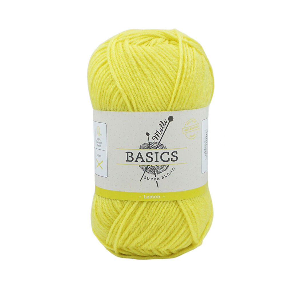 Malli Super Blend Basic Crochet Knitting Yarn 8ply 100g 16x9cm Lemon (10 Pack) — image 2