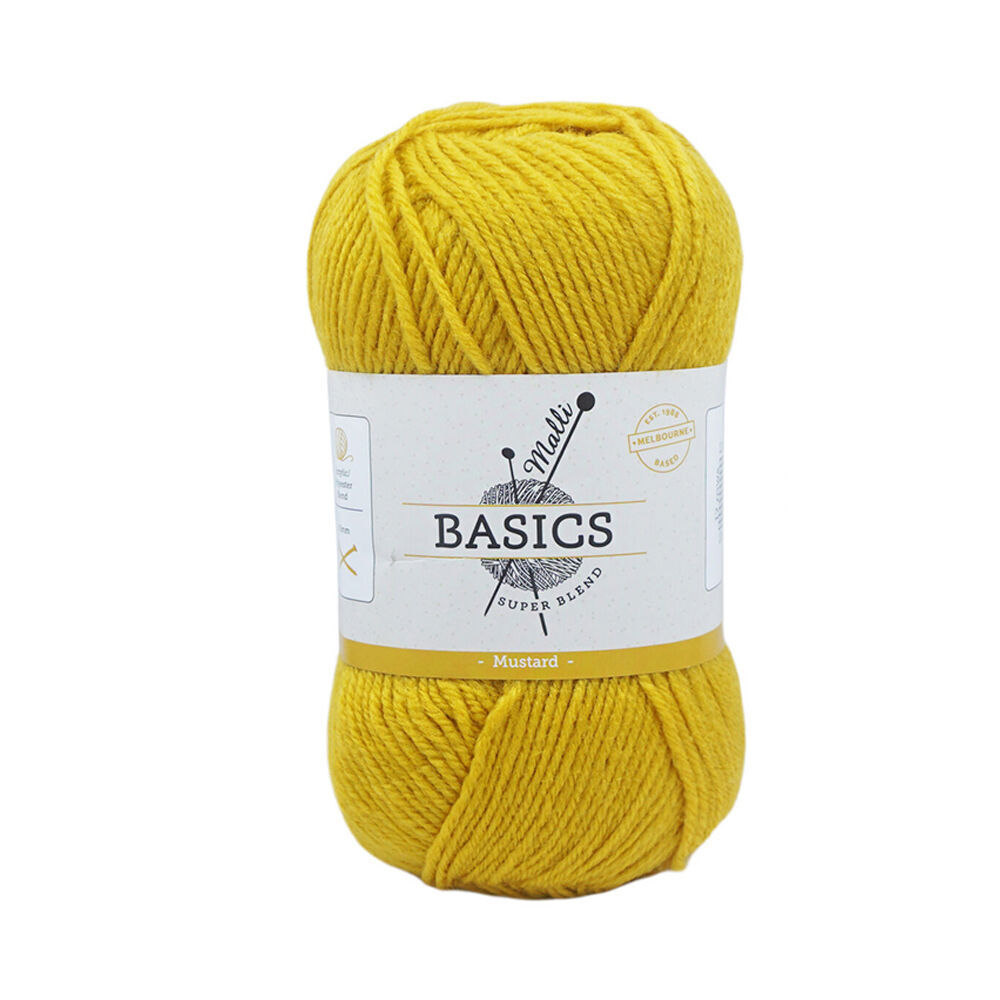 Malli Super Blend Basic Crochet Knitting Yarn 8ply 100g 16x9cm Mustard (10 Pack) — image 2
