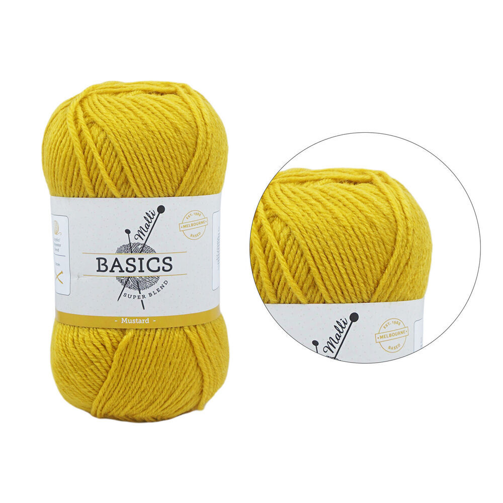 Malli Super Blend Basic Crochet Knitting Yarn 8ply 100g 16x9cm Mustard (10 Pack) — image 3