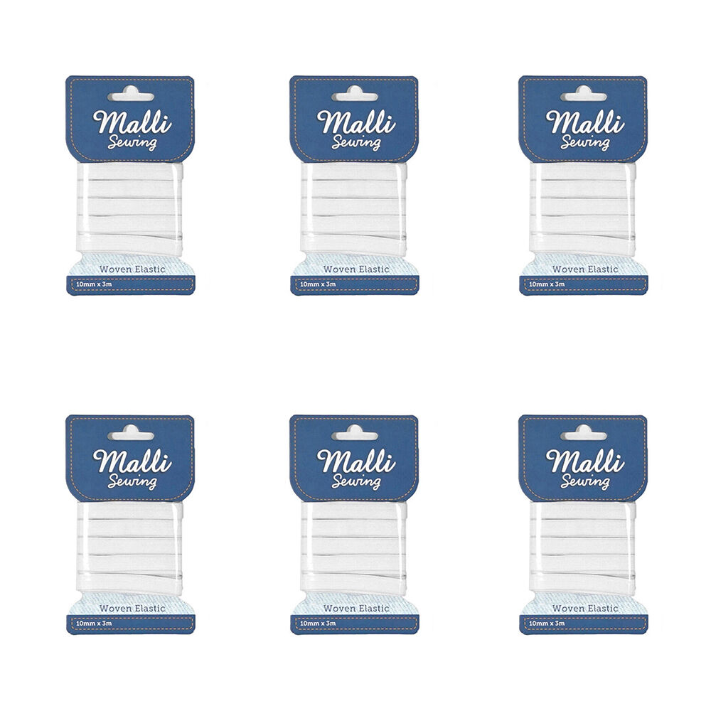 Malli Sewing Soft Elastic Band Cord 10mm x 3M - Assorted (6 Pack)