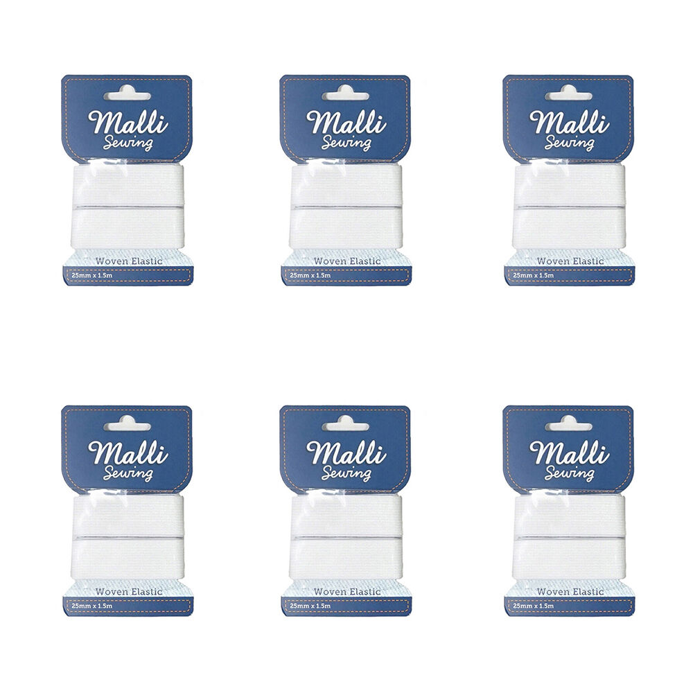 Malli Sewing Soft Elastic Band Cord 30mm x 1M - Assorted (6 Pack)