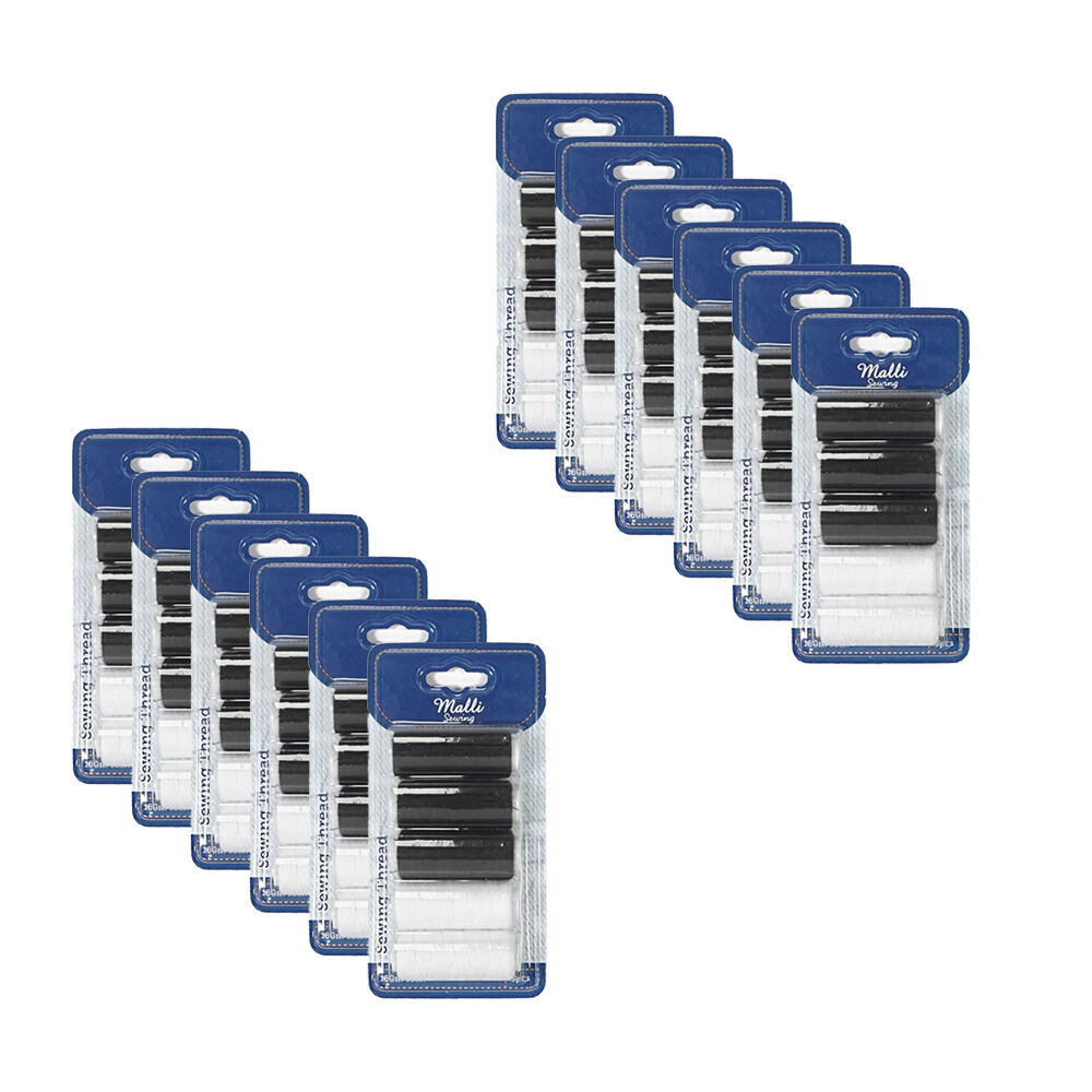Malli 5pc Malli 180M DIY Sewing Thread Spools - White/Black (12 Pack)