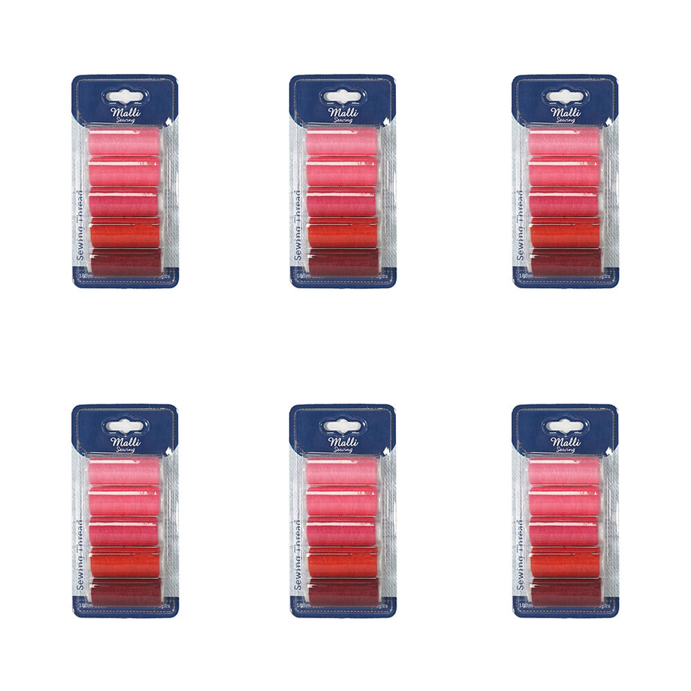 Malli 5pc Malli Pink Shades 180M Plastic Spool Sewing DIY Garment Thread (6 Pack)