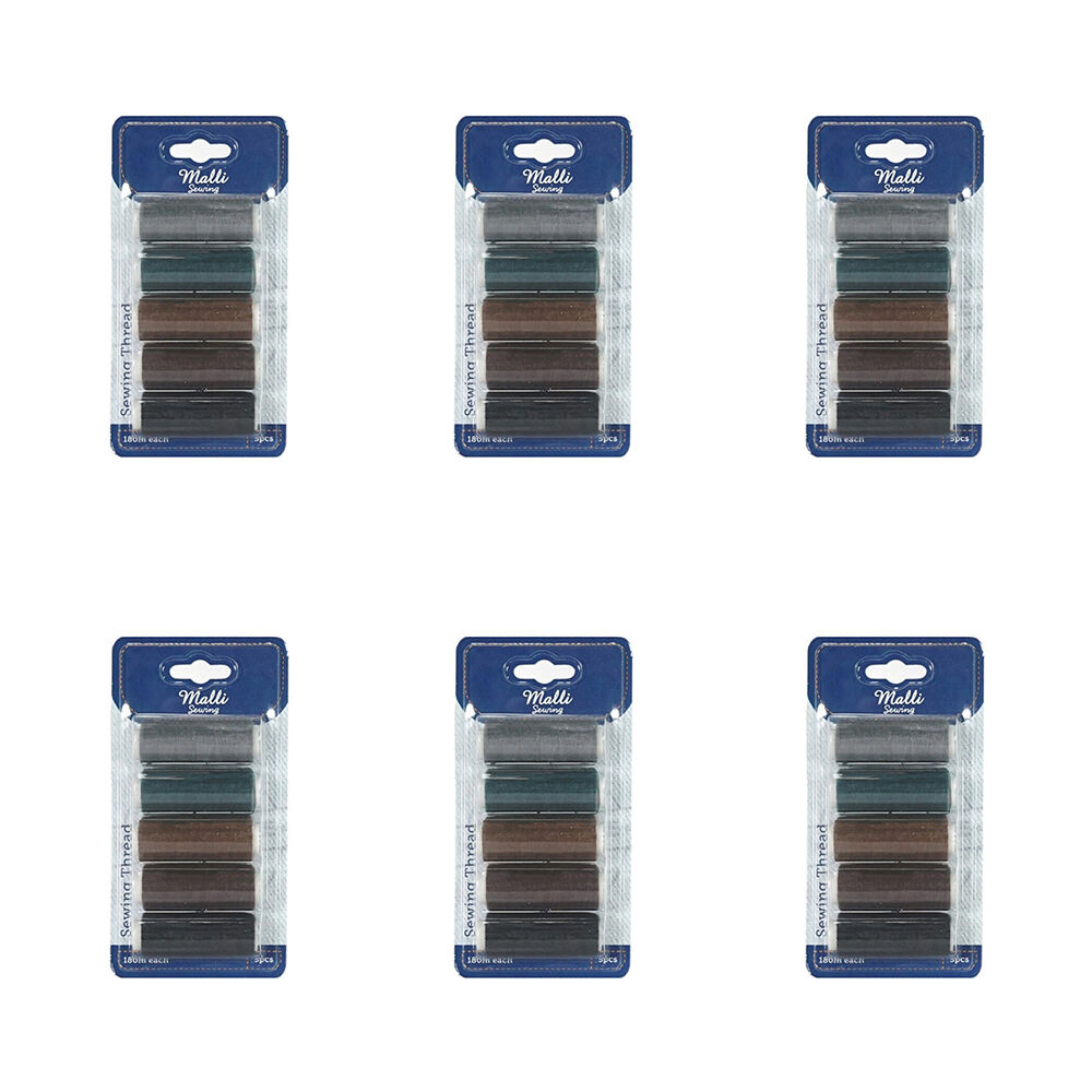 Malli 5pc Malli Dark Shades 180M Plastic Spool Sewing DIY Garment Thread (6 Pack)