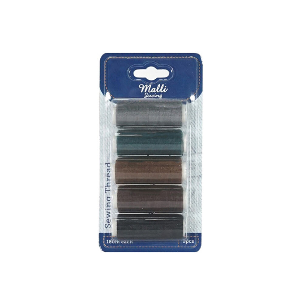 Malli 5pc Malli Dark Shades 180M Plastic Spool Sewing DIY Garment Thread (6 Pack) — image 3