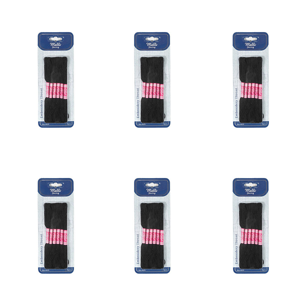 Malli 6pc Malli Black 8M Sewing Embroidery Cross-Stitch Thread (6 Pack)
