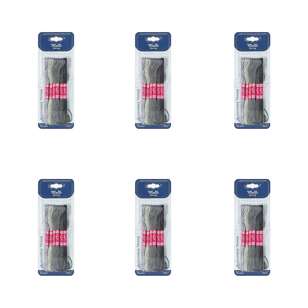 Malli 6pc Malli Grey 8M Sewing Embroidery Cross-Stitch Thread (6 Pack)