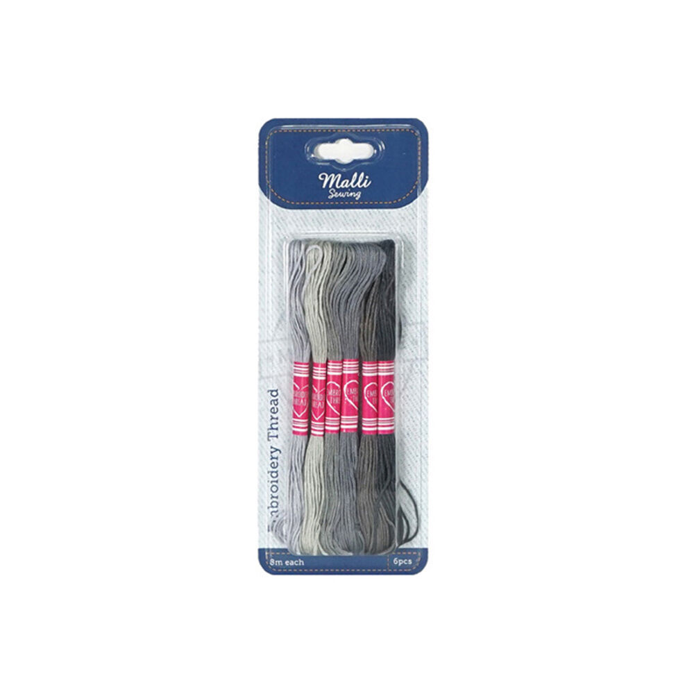 Malli 6pc Malli Grey 8M Sewing Embroidery Cross-Stitch Thread (6 Pack) — image 2