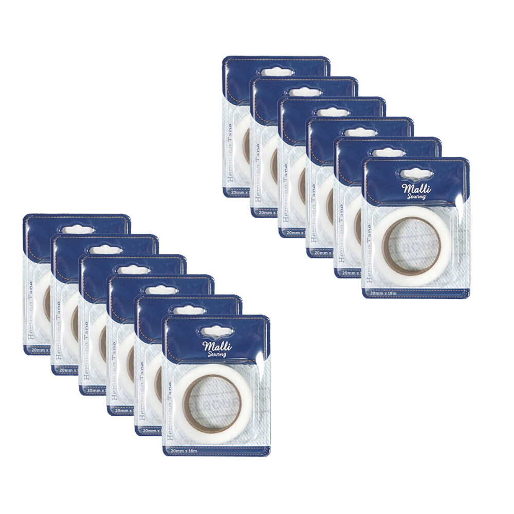 Malli Sewing Hemming DIY Adhesive Sewing Fastening Tape 20mm x 18M Assorted (12 Pack)