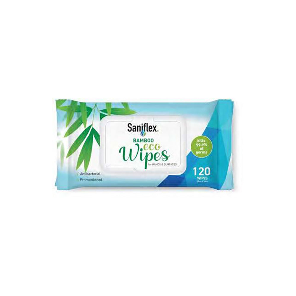 Saniflex Bamboo Material Eco Surface Wipes Home Kitchen cleaning (120 Pieces)