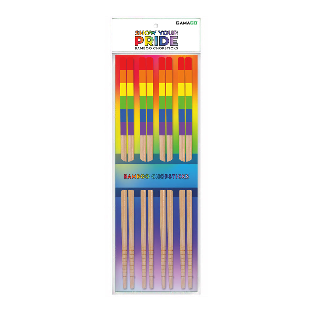Gamago 8pc Gamago Bamboo Chopsticks Set Reusable Noodle/Food Utensil Show Your Pride (2 Pack)