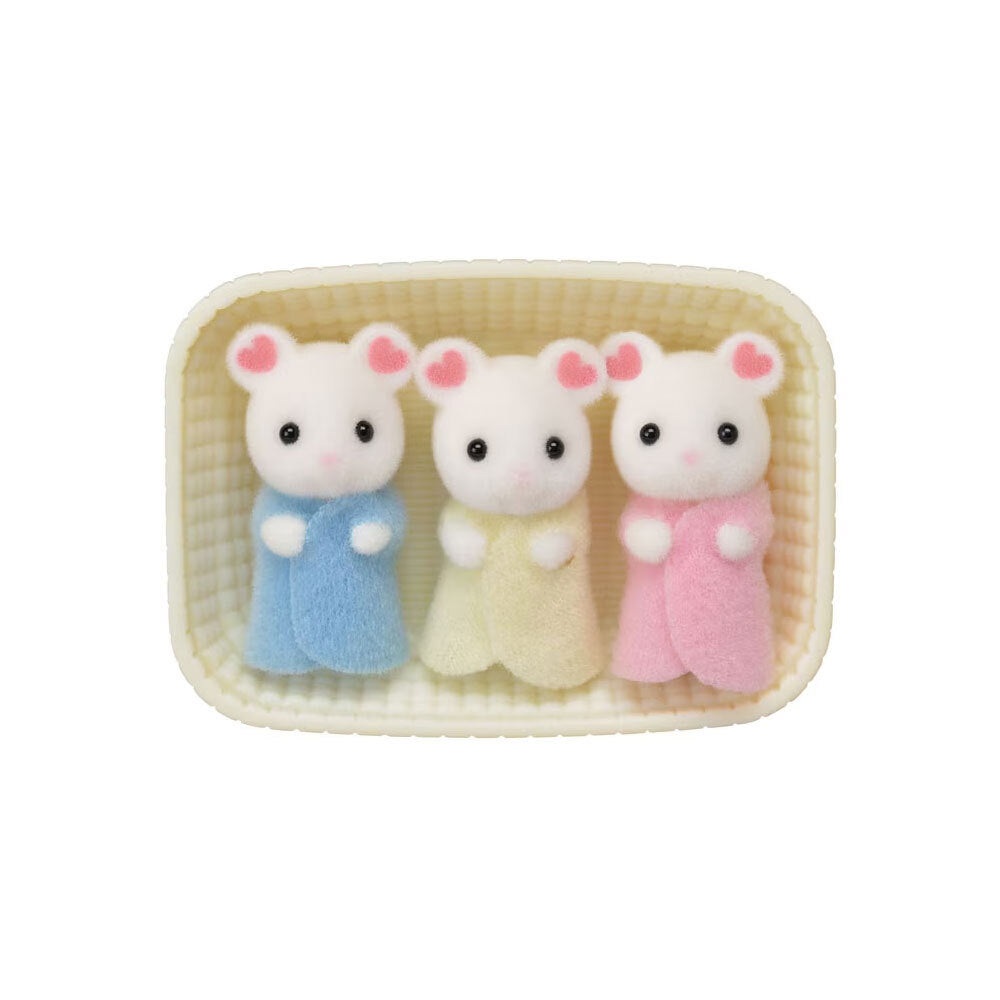 Sylvanian Families Marshmallow Mouse Triplets Kids Miniature Figure Toy 3y+ (4 Pieces)