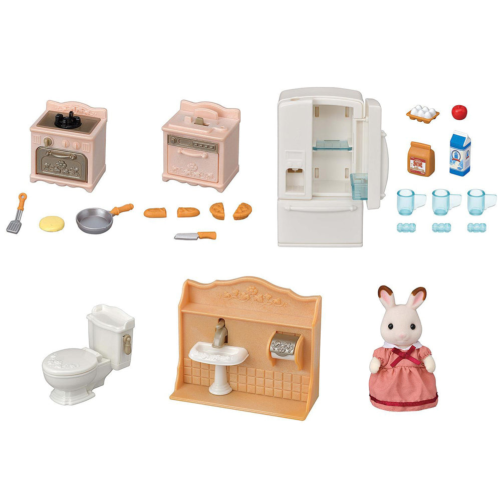Sylvanian Families Playful Starter Furniture Playset Kids Dollhouse Toy 3+ (27 Pieces)