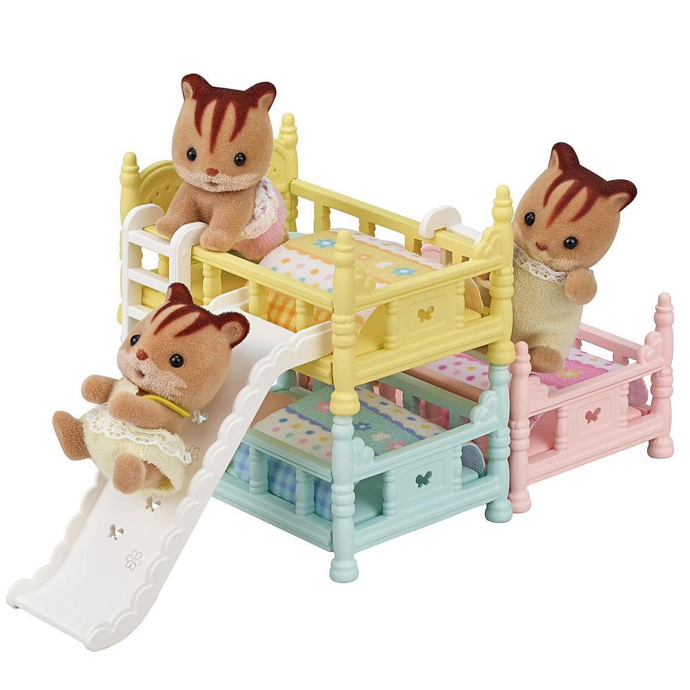 Sylvanian Families Triple Bunk Beds Dollhouse Accessory Kids Play Toy 3+ (10 Pieces)