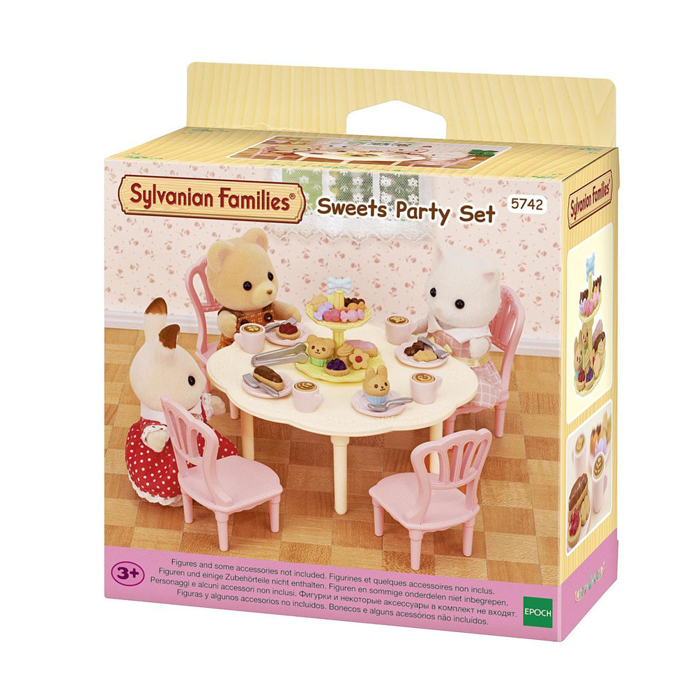 Sylvanian Families Sweets Party Table & Chairs Kids Miniature Toy Play Set 3+