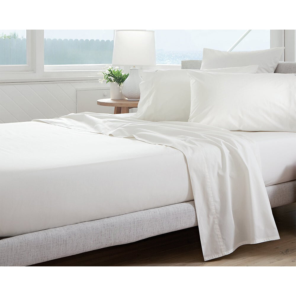 Jason Commercial Single Bed Cotton Deluxe Fitted Sheet 91x190cm White 250TC