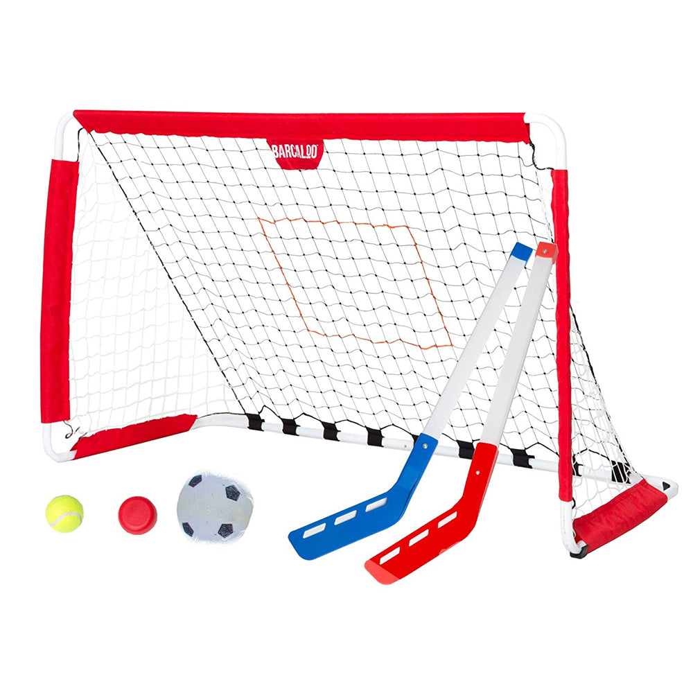 Barcaloo Hybrid Portable Kids Toy Soccer Goal Set w/Hockey Sticks/Balls 3y+ (2 Pack) — image 2