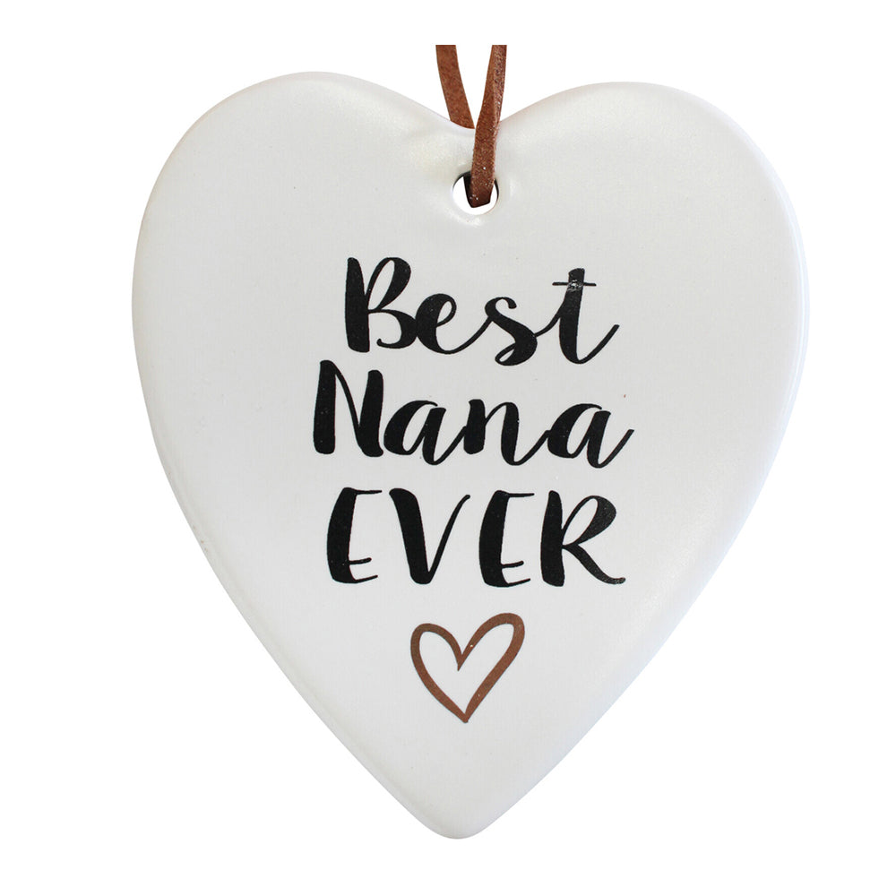 LVD Ceramic Hanging 8x9cm Heart Best Nana w/ Hanger Ornament Home/Office Room Decor