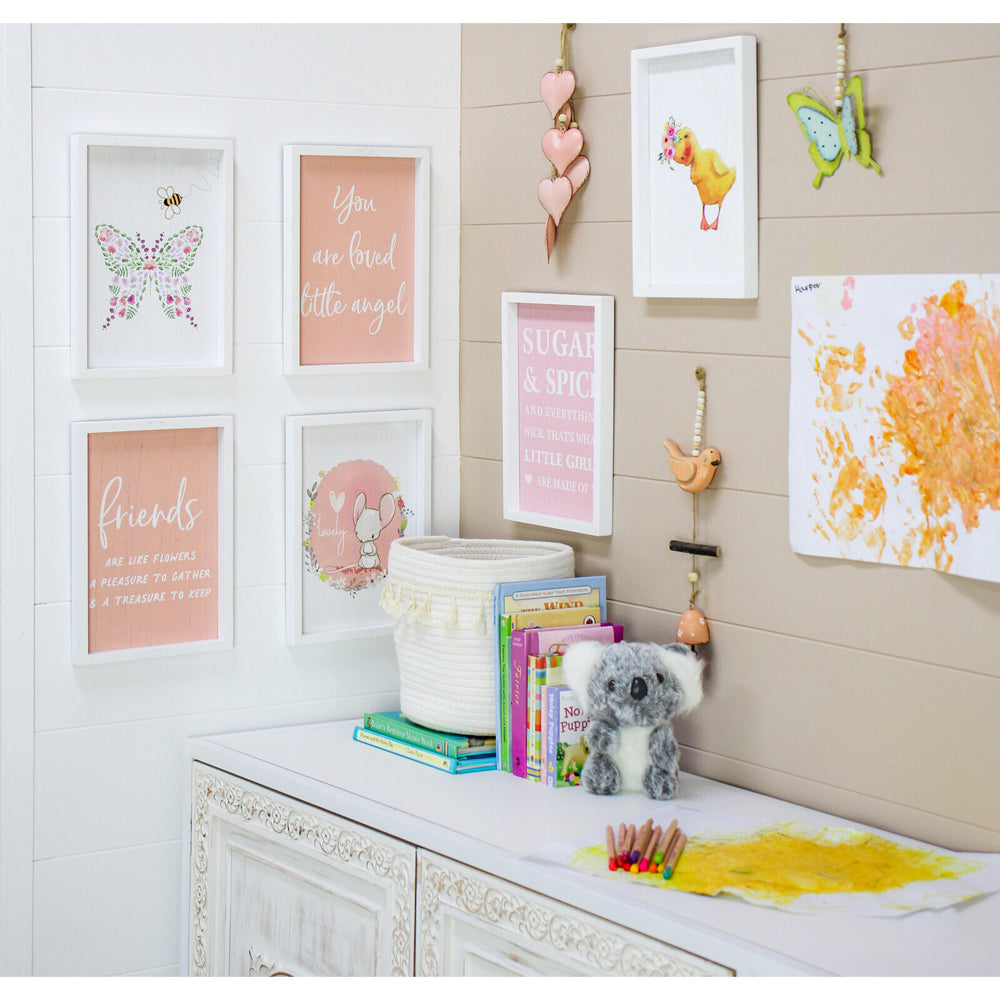 LVD MDF 28cm Little Angel Sign Kids Bedroom Decorative Plaque Set Pink/White (2 Pieces) — image 2
