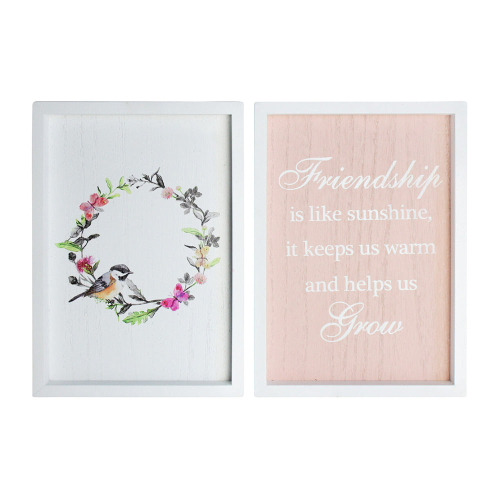 LVD MDF 28cm Friendship Sign Home/Bedroom Decorative Plaque Set Pink/White (2 Pieces)