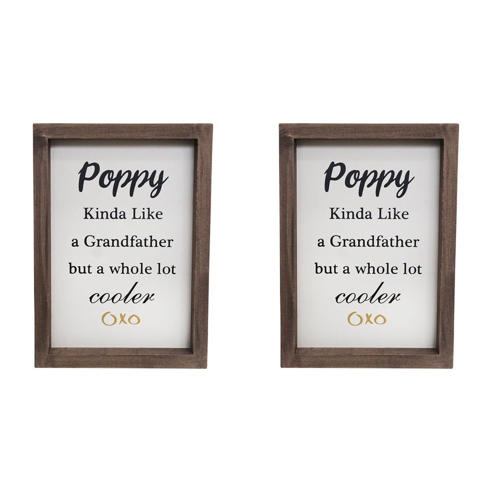 LVD 21cm MDF Poppy Kinda Like Sign Wall Hanging Home Decor Shelf Display (2 Pack)
