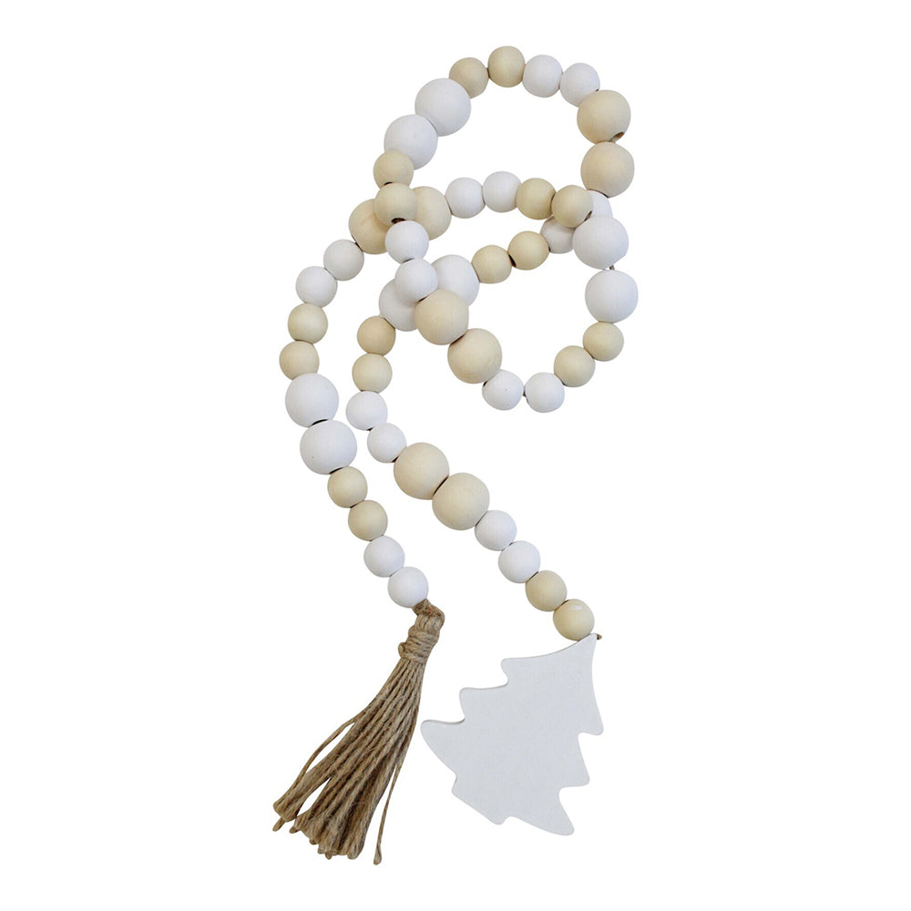 LVD Wood/MDF/Jute 92cm Xmas Strand Bead Home/Office Decor Ornament White/Natural