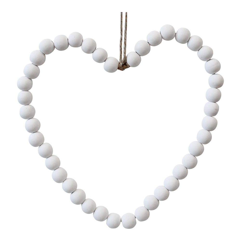 LVD Wood/Metal/Jute 25cm Beaded Heart Home Decorative Hanging Ornament Med White (2 Pack) — image 2