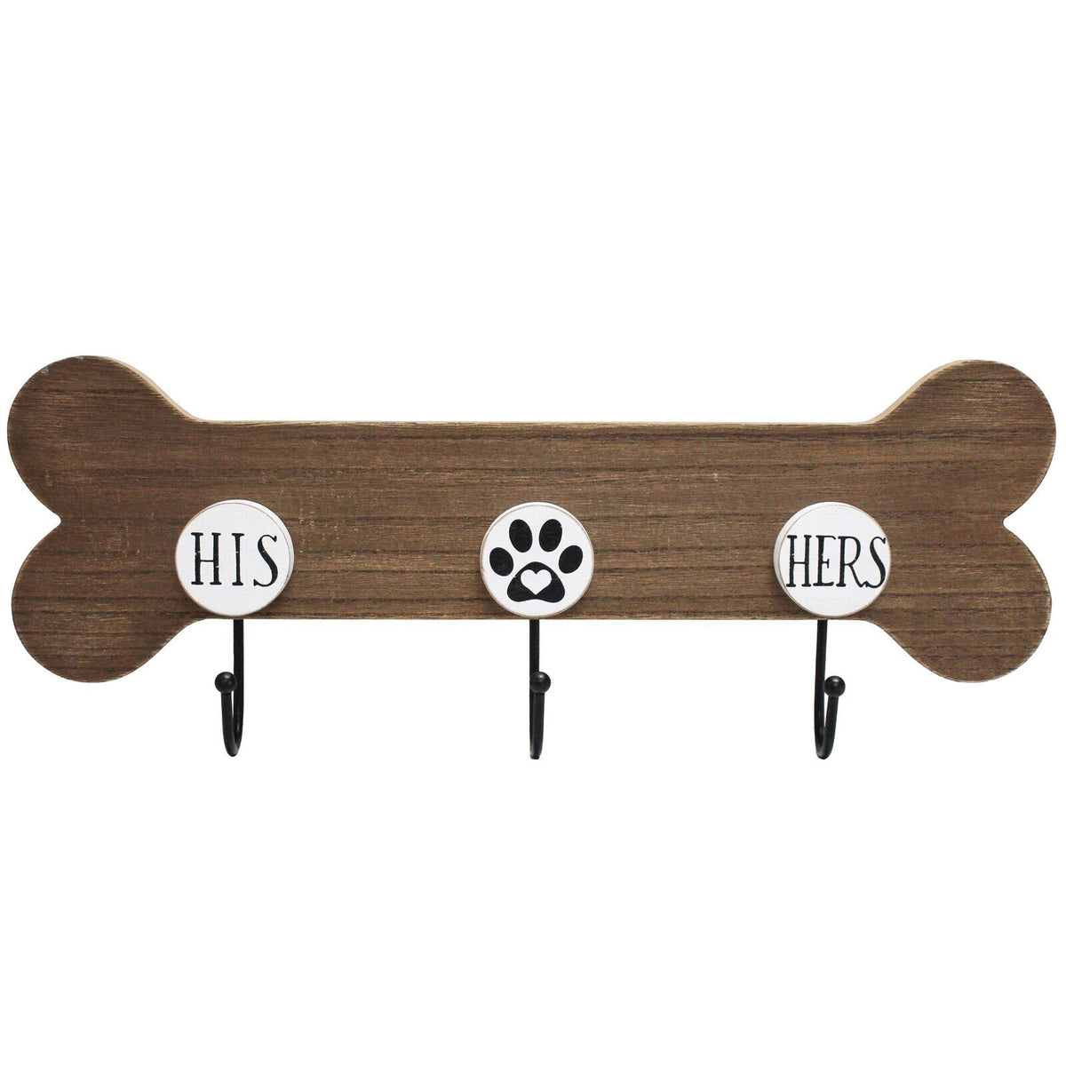 LVD 41cm MDF Pet His Her Hook Lead Wall Mounted Home Organiser Leash Hanger