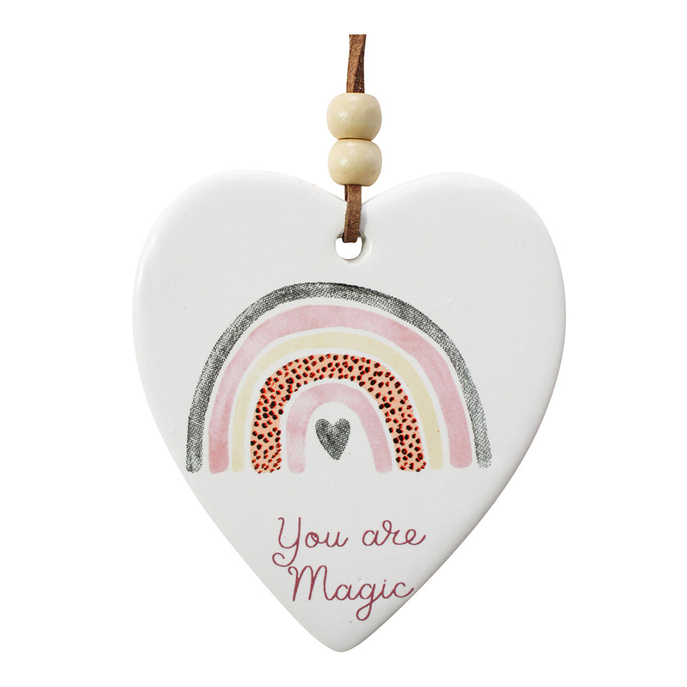 LVD Ceramic Hanging 8x9cm Heart Rainbow Magic w/Hanger Ornament Home/Office Decor (3 Pack)