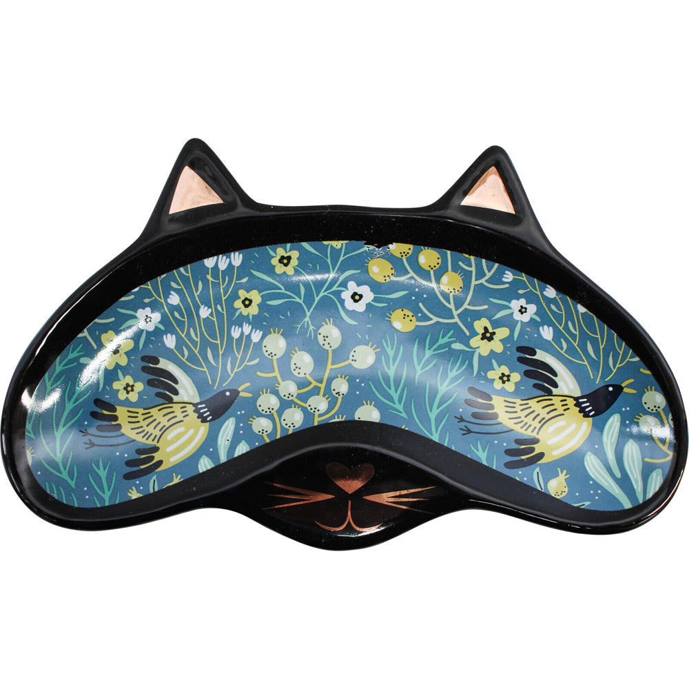 LVD Cat Black Bird Ceramic 19cm Soap/Glasses Trinket Dish Home Desk/Table Decor