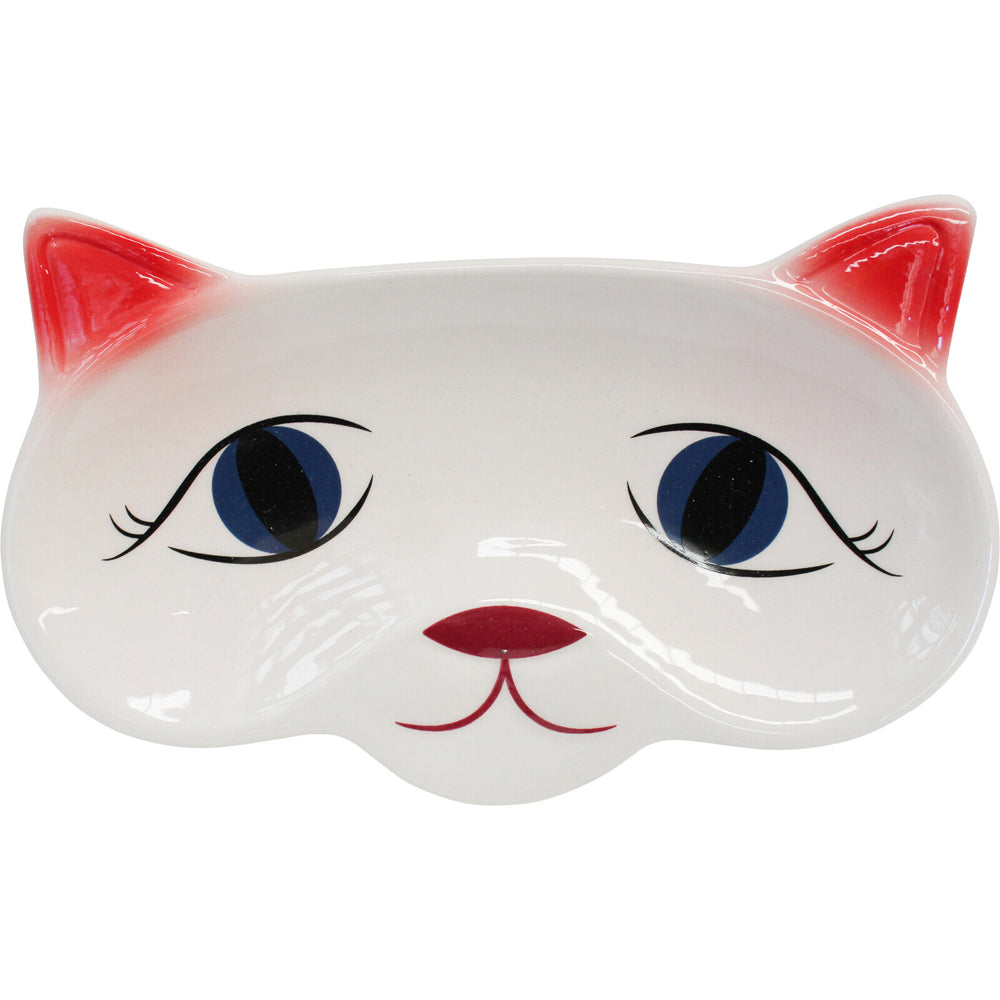 LVD Cat Face Ceramic 19cm Soap/Glasses Trinket Dish Desk/Table Decorative Plate