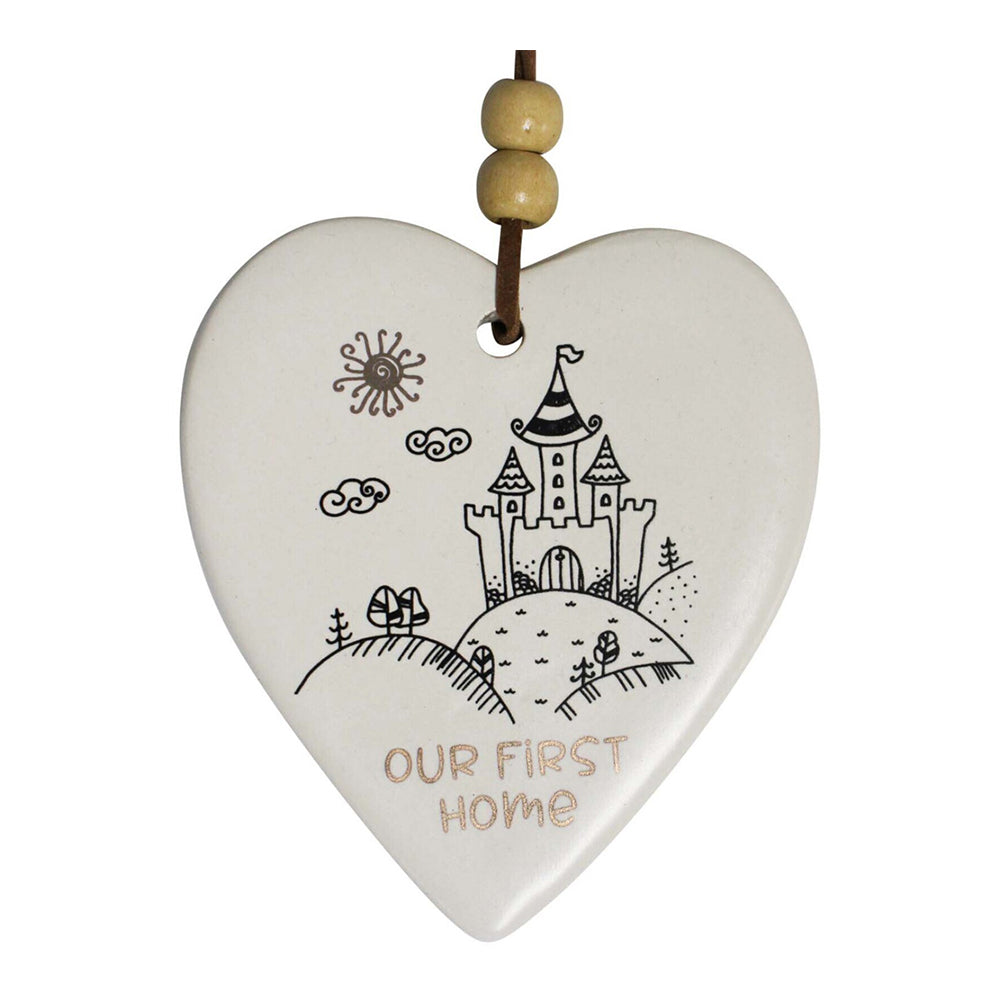 LVD Ceramic Hanging 8x9cm Heart First Home w/ Hanger Ornament Home/Office Room Decor