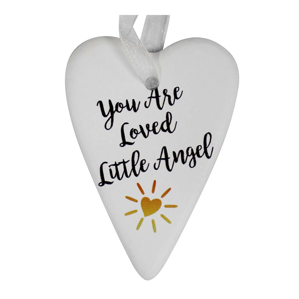 LVD Ceramic Hanging 8x9cm Gift Heart Loved Angel Ornament w/ Hanger Home Room Decor
