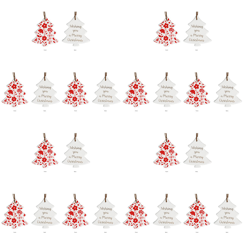 LVD Tree Folk Home/Office Hanging X-mas Display Ornament Decor 8x9cm Red (12 Pack)