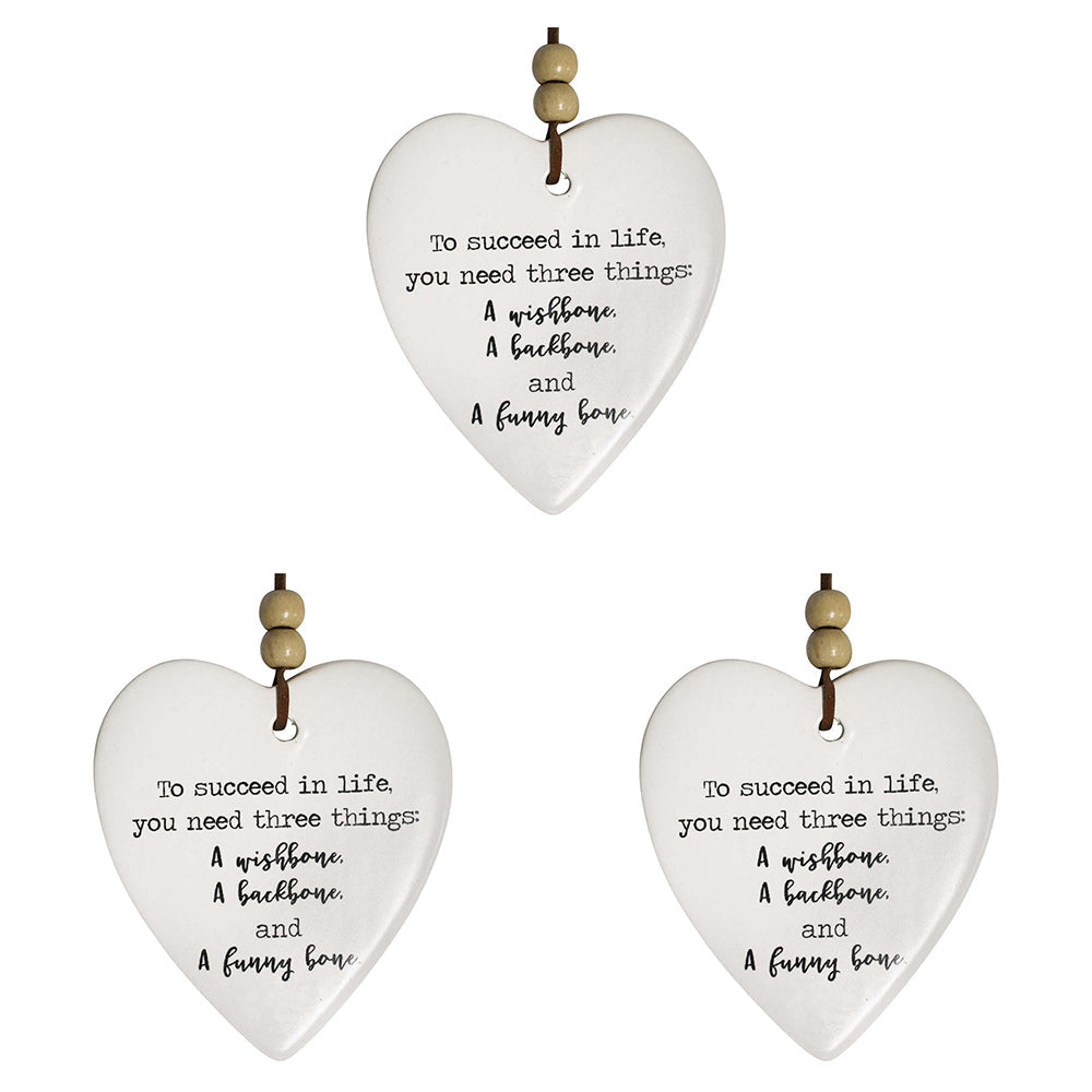 LVD Ceramic Hanging 9cm Heart Funny Bone w/Hanger Ornament Home/Office Room Decor (3 Pack)