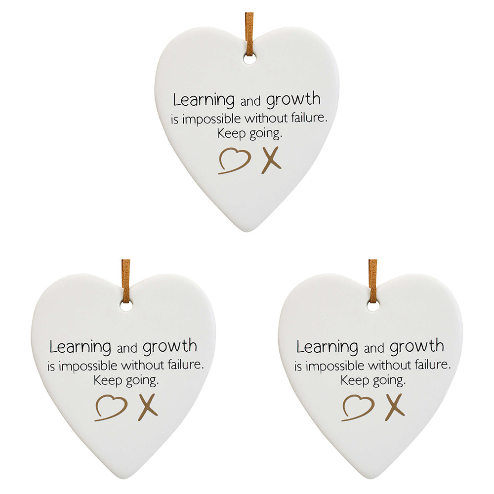 LVD Ceramic Hanging 8x8cm Heart Growth w/ Hanger Ornament Home/Office Room Decor (3 Pack)